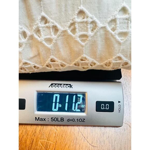 Natural Rough Cotton Off-white Eyelet Maxi Dress Size Fit L Slit on Both Sides - Picture 14 of 15